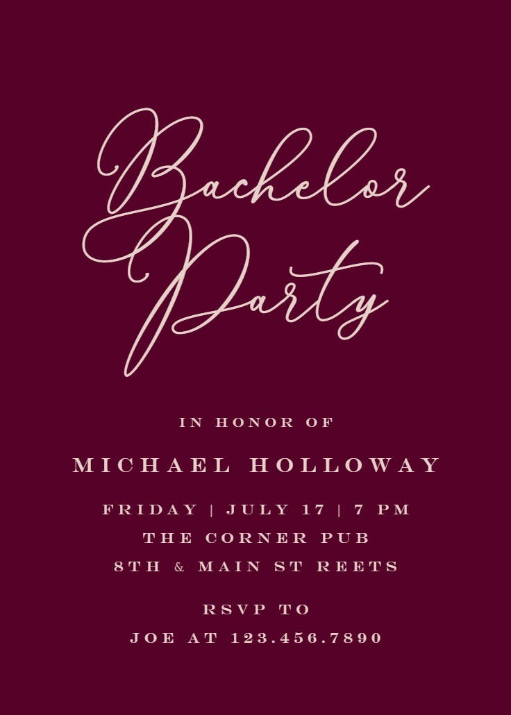 Bold bellisia - bachelor party invitation